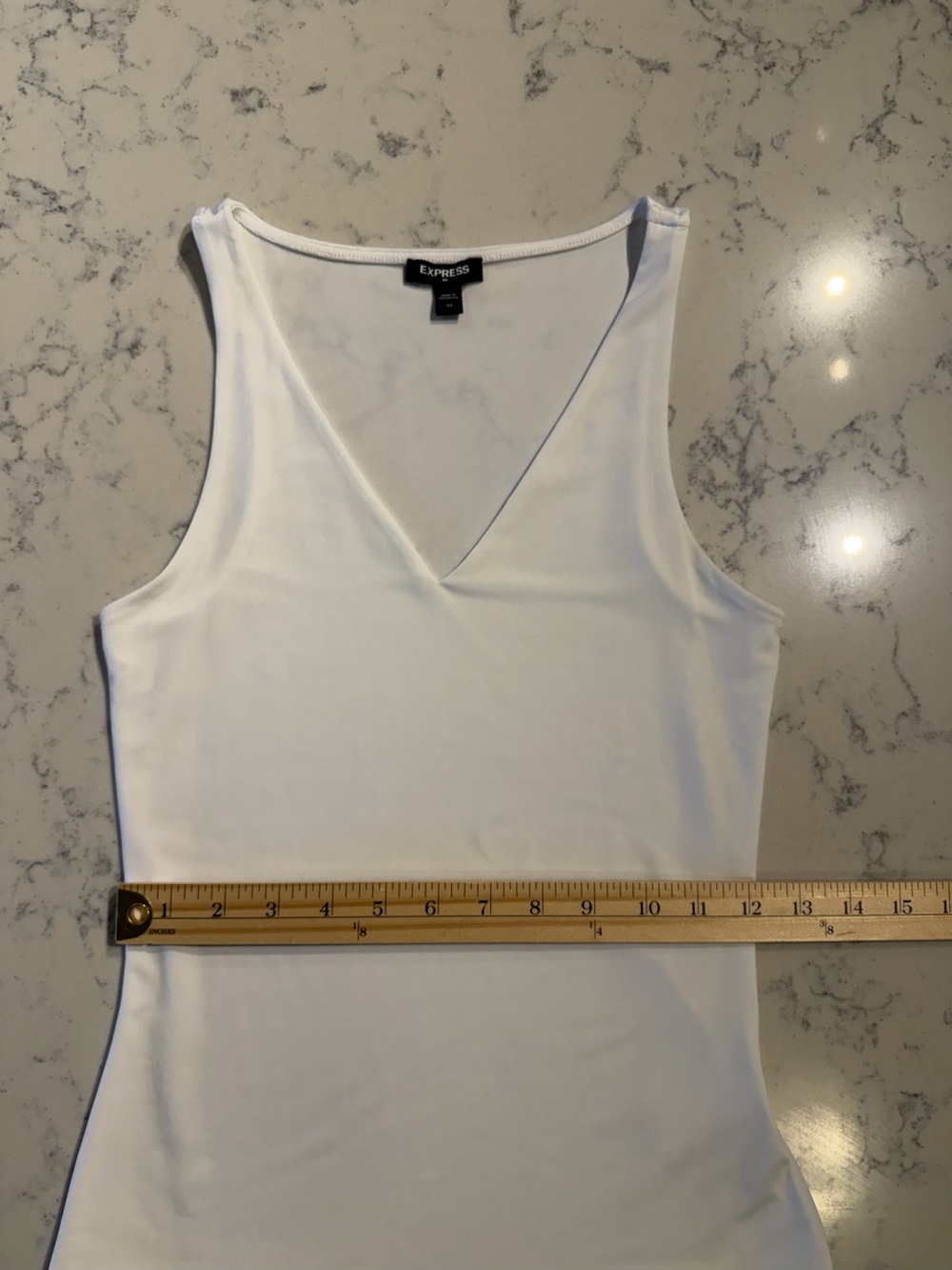 Express V-Neck Sleeveless Women's Sleeveless Shirt White - XS - Picture 3 of 5